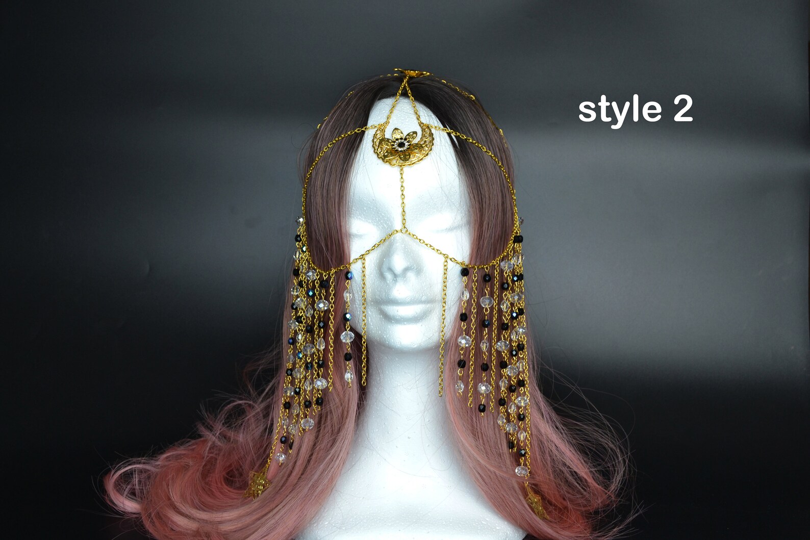 Face Chain Jewelry With Moon and Star Hair Chain Gold Chain Etsy