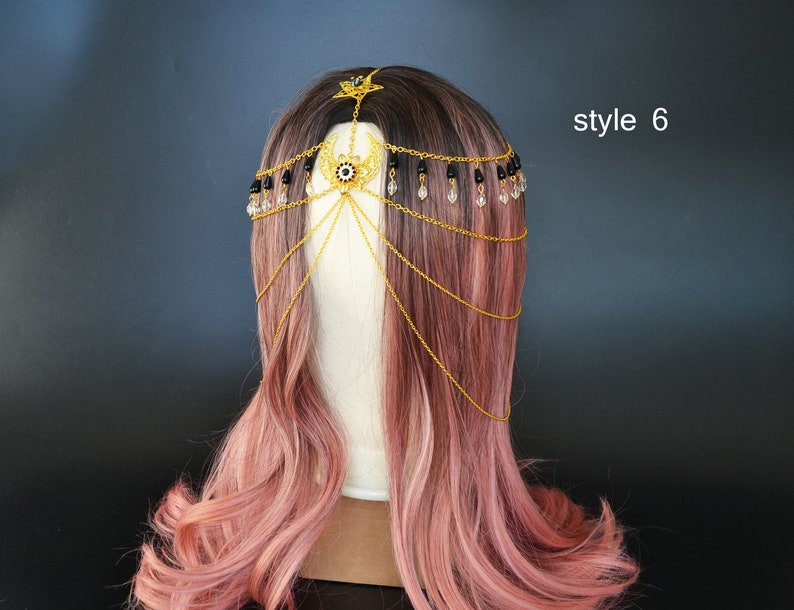 Face Chain Jewelry With Moon and Star Hair Chain Gold Chain Etsy