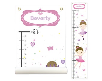 Ballerina, Personalized Growth Chart, Height Chart, Kids Growth Chart, Girls Growth Chart, Growth Chart Canvas, Kid Room Décor, Poly Canvas