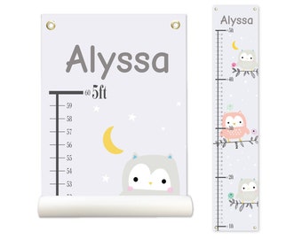 Owl, Personalized Growth Chart, Cute Owl, Height Chart, Kids Growth Chart, Growth Chart Canvas, Kid Room Décor, Poly Canvas