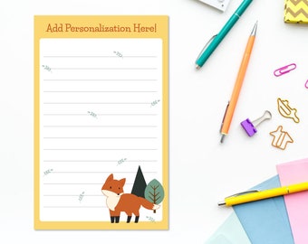 Personalized Kids Notepad | Fox | Customized Kids Notepad | Kids Note Pad | Kids Gift | Kids Idea pad | Personalized Stationery