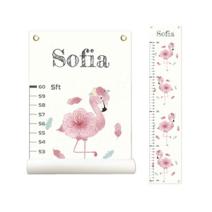 Flamingo, Personalized Growth Chart, Height Chart, Kids Growth Chart, Growth Chart Canvas, Kids Room Décor, Nursery, Wall Décor, Poly Canvas