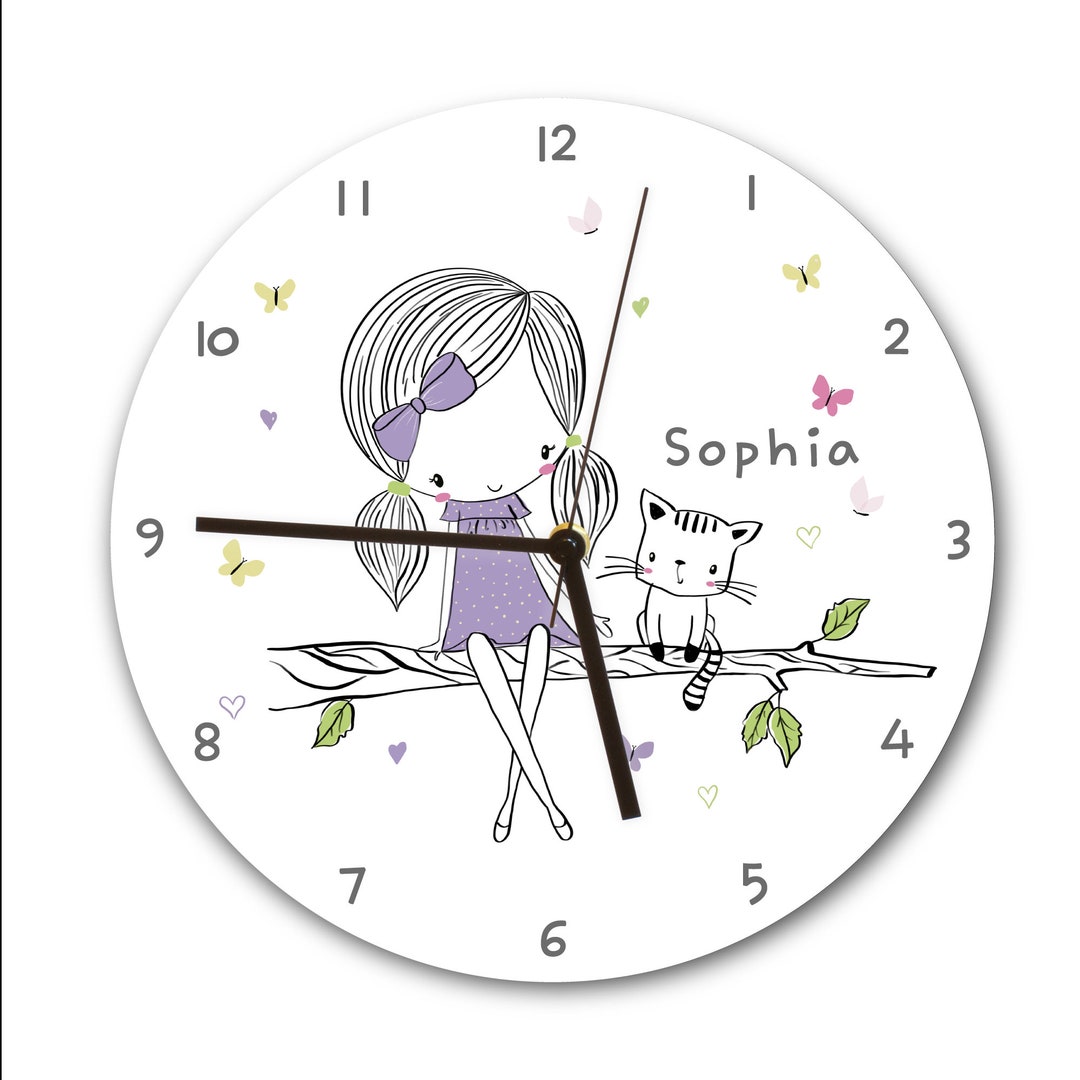 Personalized Kids Wall Clock, Girl Wall Clock, Educational Clock