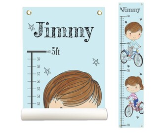 Personalized Growth Chart, Height Chart, Kids Growth Chart, Bicycle Growth Chart, Growth Chart Canvas, Poly Canvas