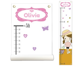 Personalized Growth Chart, Height Chart, Kids Growth Chart, Cute Growth Chart, Growth Chart Canvas, Girl, Poly Canvas