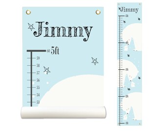 Personalized Growth Chart, Height Chart, Kids Growth Chart, Polar Bear Growth Chart, Growth Chart Canvas, Poly Canvas