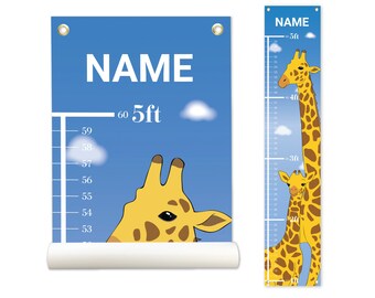 Giraffe, Personalized Growth Chart, Height Chart, Kids Growth Chart, Boy Height Chart, Girl Height Chart, Growth Chart Canvas, Poly Canvas