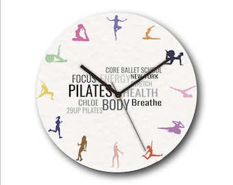 Pilates personalized wall clock, wall clock for gym ,best gift for gym, Silent movement clock