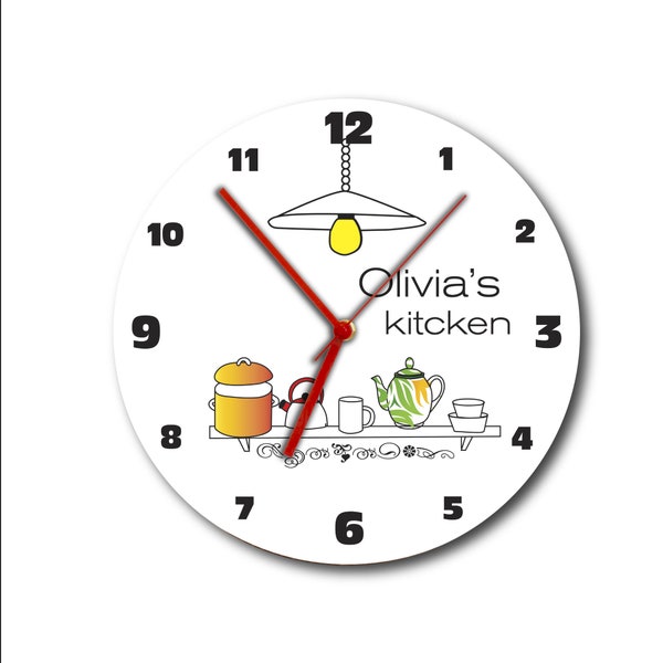 Personalized kitchen wall clock, kitchen clock, Wall decor, Custom maid,  Silent movement clock, Good for kitchen and dining room