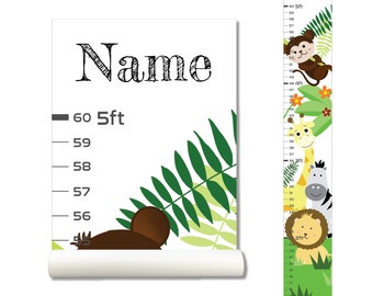 Personalized Growth Chart Wall Decal, Height Chart, Kids Growth Chart, Growth Chart, Wall Sticker, Kids Room Decal, Wall Decal, Zoo, Jungle
