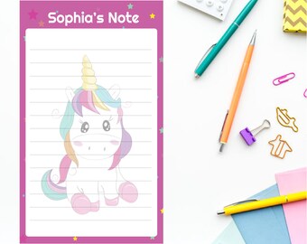 Personalized Kids Notepad | Unicorn | Customized Kids Notepad | Kids Note Pad | Kids Gift | Kids Idea pad | Personalized Stationery