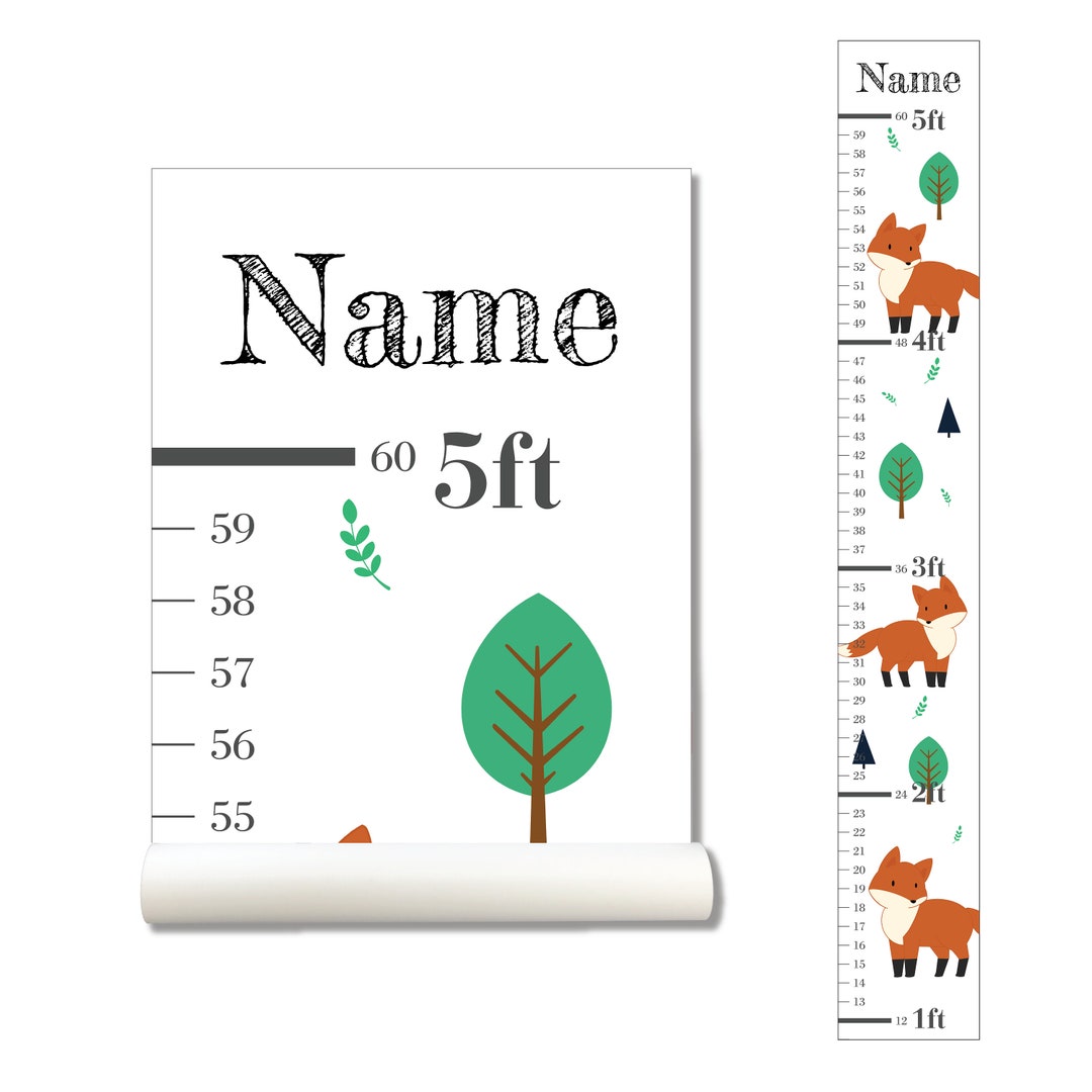 Personalized Growth Chart Wall Decal, Height Chart, Kids Growth Chart ...