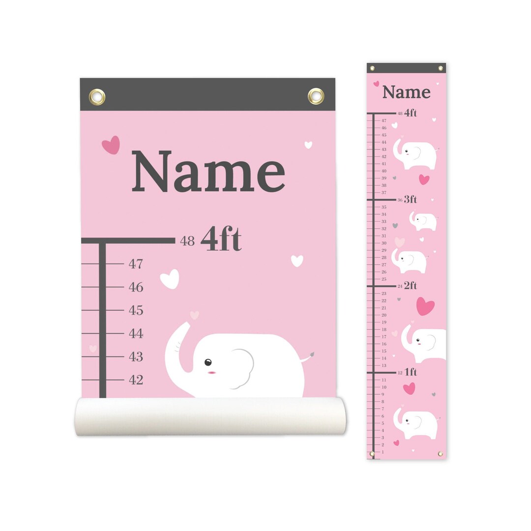 Baby Elephant, Personalized Growth Chart, Height Chart, Kids Growth