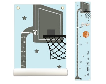 Personalized Growth Chart, Height Chart, Kids Growth Chart, Basketball Growth Chart, Growth Chart Canvas, Poly Canvas