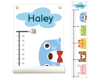 Personalized Growth Chart, Height Chart, Kids Growth Chart, Animal Friends Growth Chart, Growth Chart Canvas, Poly Canvas