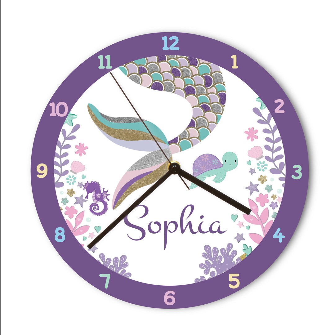 Personalized Kids Wall Clock, Girl Wall Clock, Educational Clock
