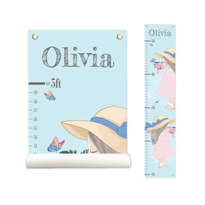 Cute Girl, Personalized Growth Chart, Height Chart, Kids Growth Chart, Growth Chart Canvas, Kids Room Décor, Nursery, Poly Canvas
