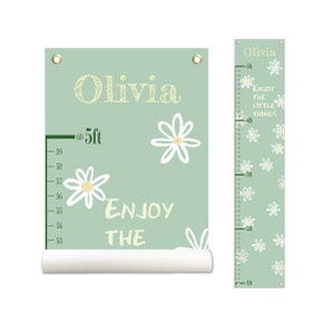 Personalized Growth Chart, Height Chart, Kids Growth Chart, Growth Chart Canvas, Kid Room Décor, Cute Wall Hanging, Poly Canvas, Flower