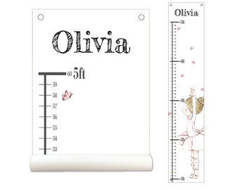 Ballerina, Personalized Growth Chart, Height Chart, Kids Growth Chart, Girls Growth Chart, Growth Chart Canvas, Kid Room Décor, Poly Canvas