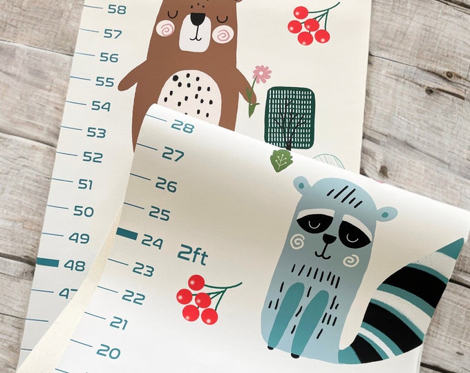 Forest Animals, Personalized Growth Chart, Kids Growth Chart, Height Chart, Boy, Girl, Growth Chart Canvas, Gift for Kid/Toddler/Baby