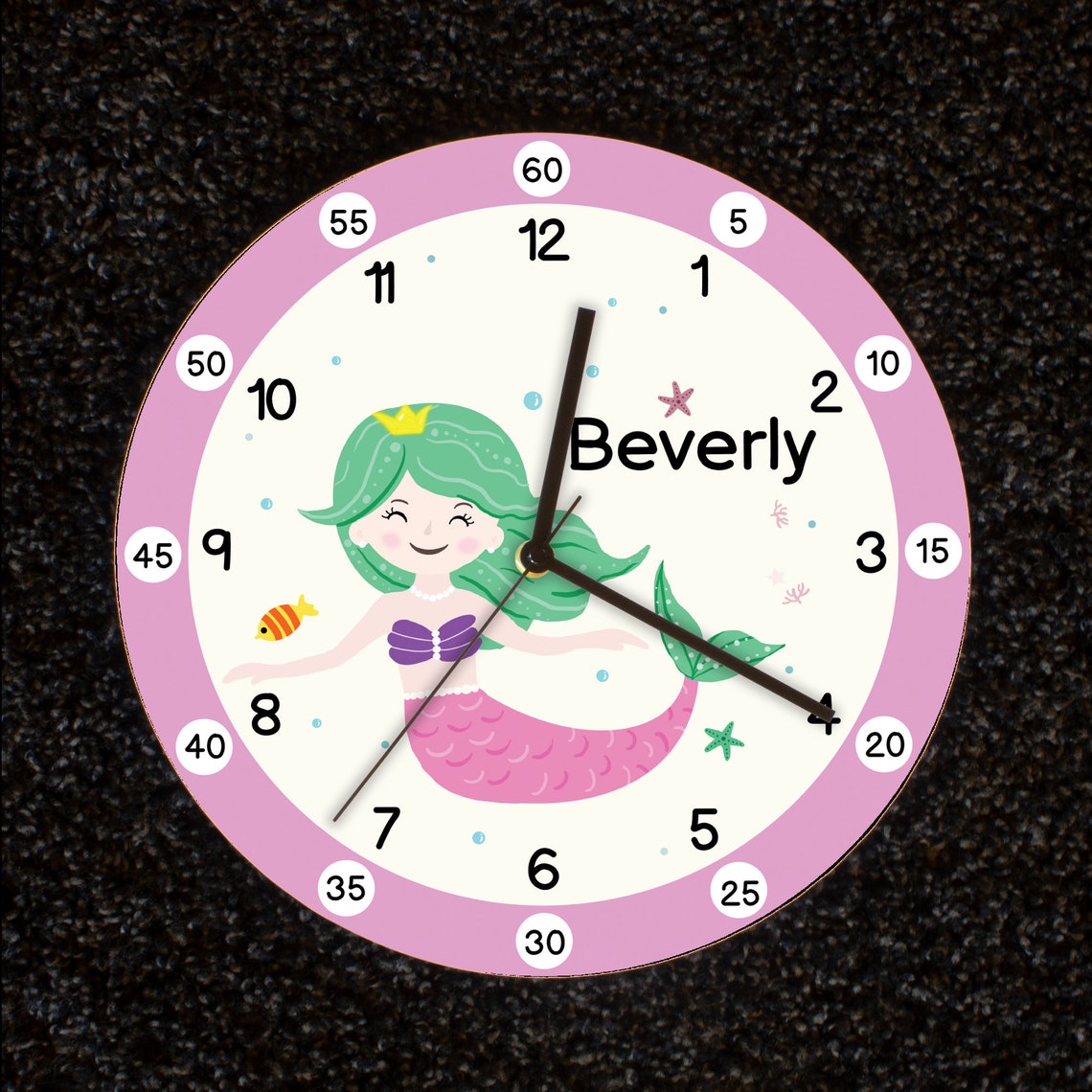 Personalized kids wall clock Girl wall clock Educational Etsy