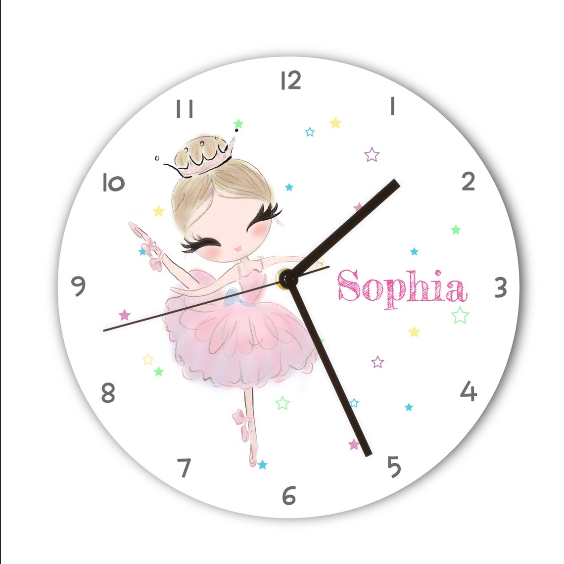 Personalized Kids Wall Clock Girl Wall Clock Educational Etsy