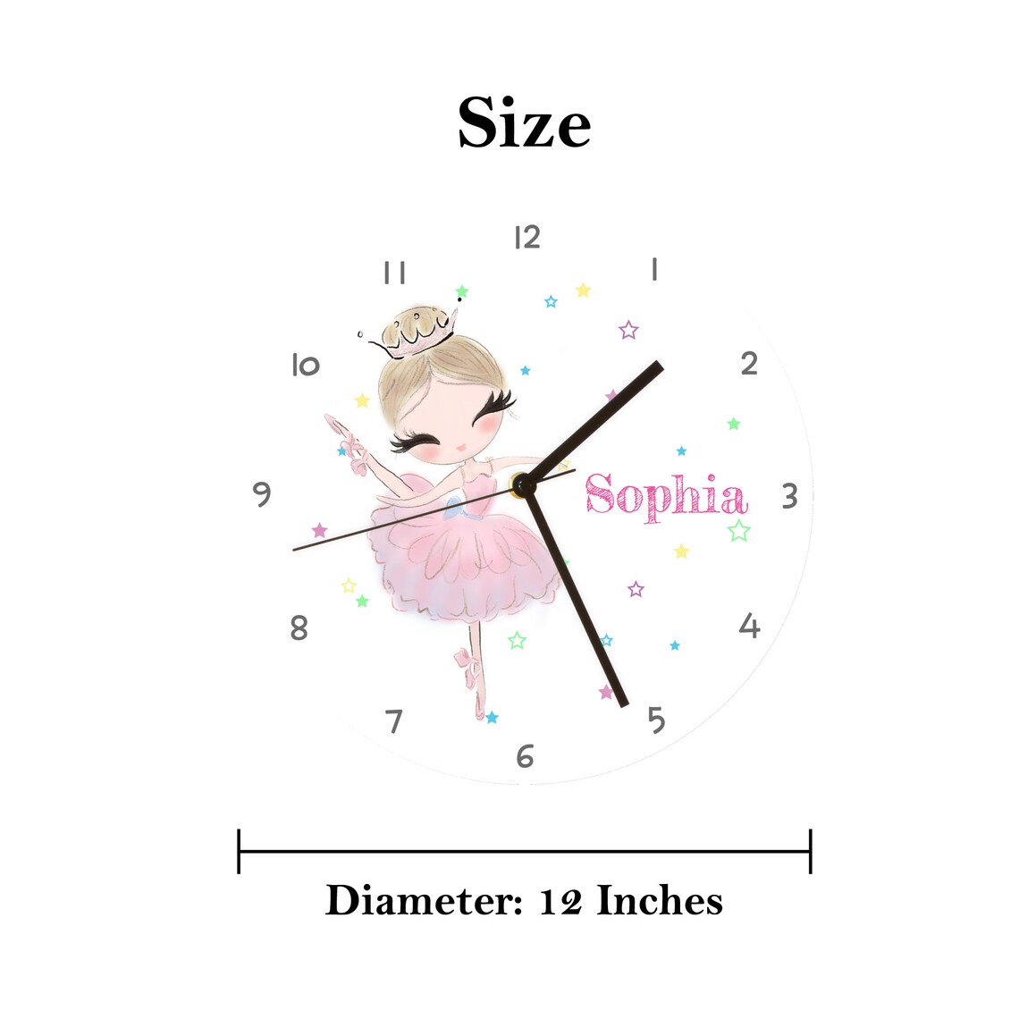 Personalized Kids Wall Clock Girl Wall Clock Educational Etsy