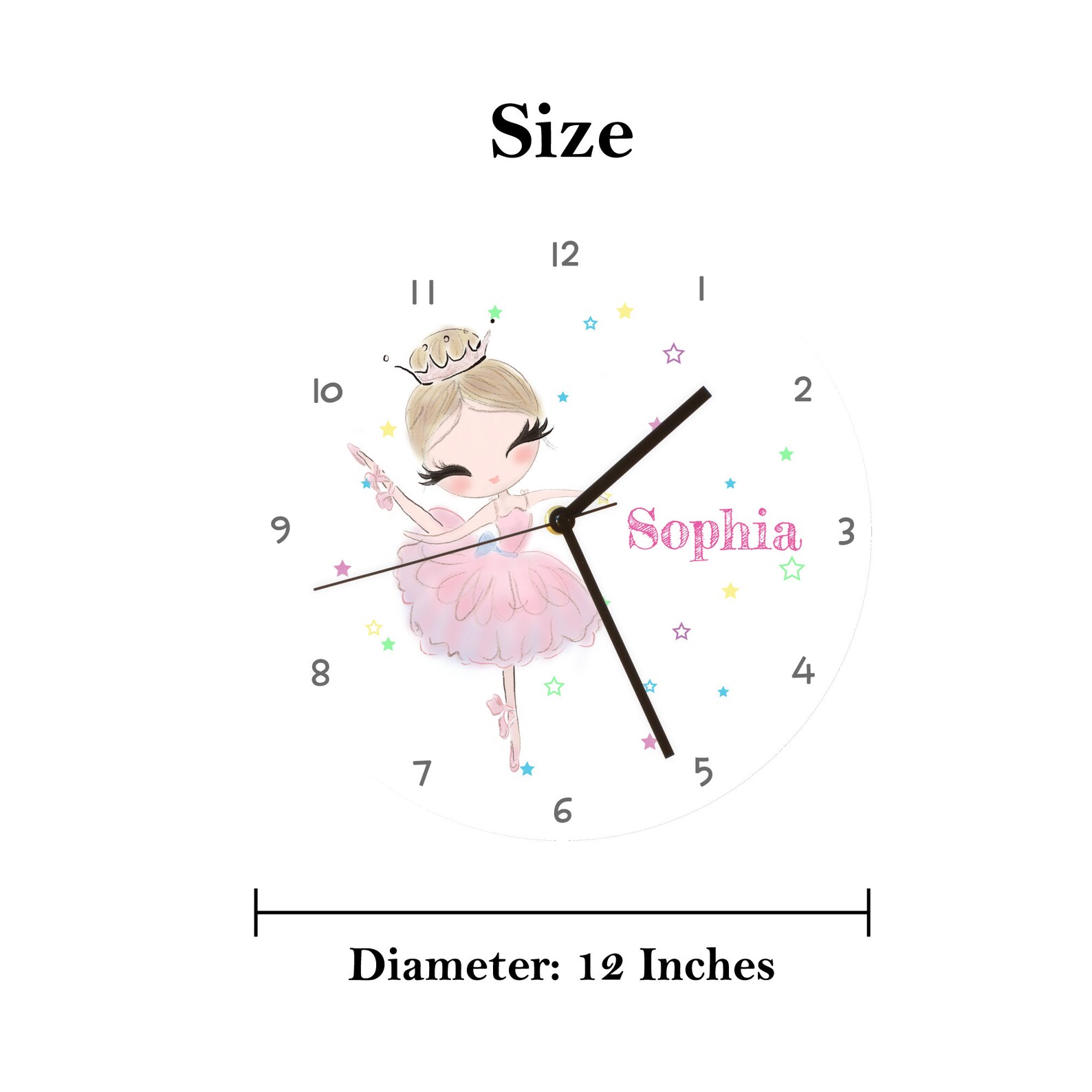 Personalized Kids Wall Clock Girl Wall Clock Educational Etsy