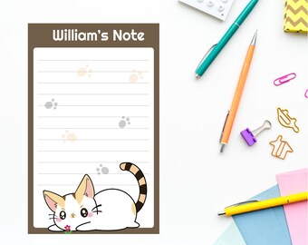 Personalized Kids Notepad | Cat | Customized Kids Notepad | Kids Note Pad | Kids Gift | Kids Idea pad | Personalized Stationery