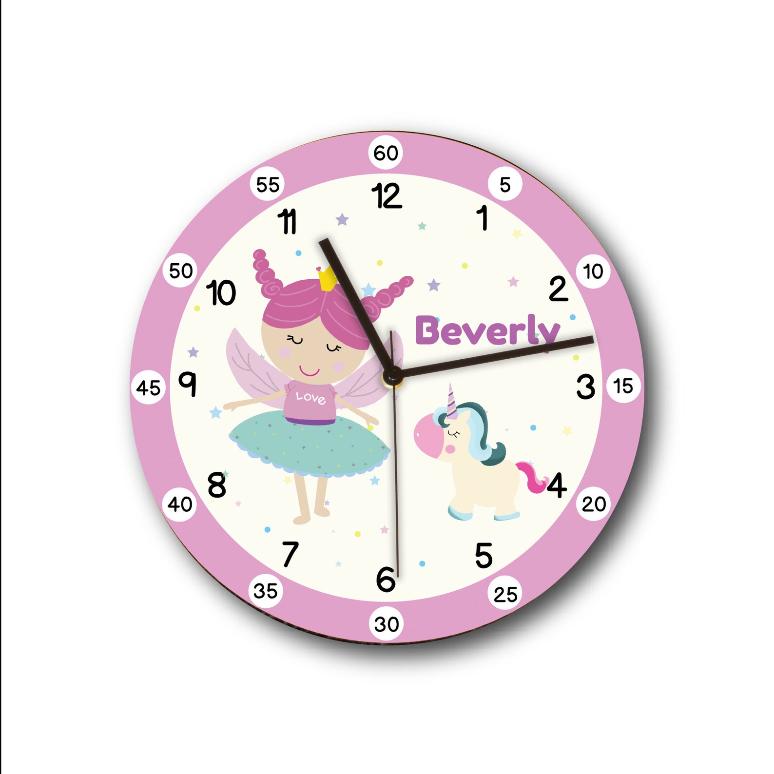 Personalized Kids Wall Clock Girl Clock Educational Clock Etsy