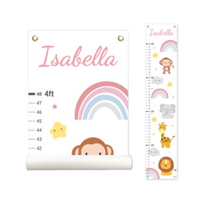 Personalized Growth Chart, Height Chart, Kids Growth Chart, Animal Themed Growth Chart, Growth Chart Canvas, Nursery, Poly Canvas, Safari