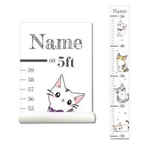 Personalized Growth Chart Wall Decal, Height Chart, Kids Growth Chart, Growth Chart, Wall Sticker, Kids Room Decal, Wall Decal, Cat