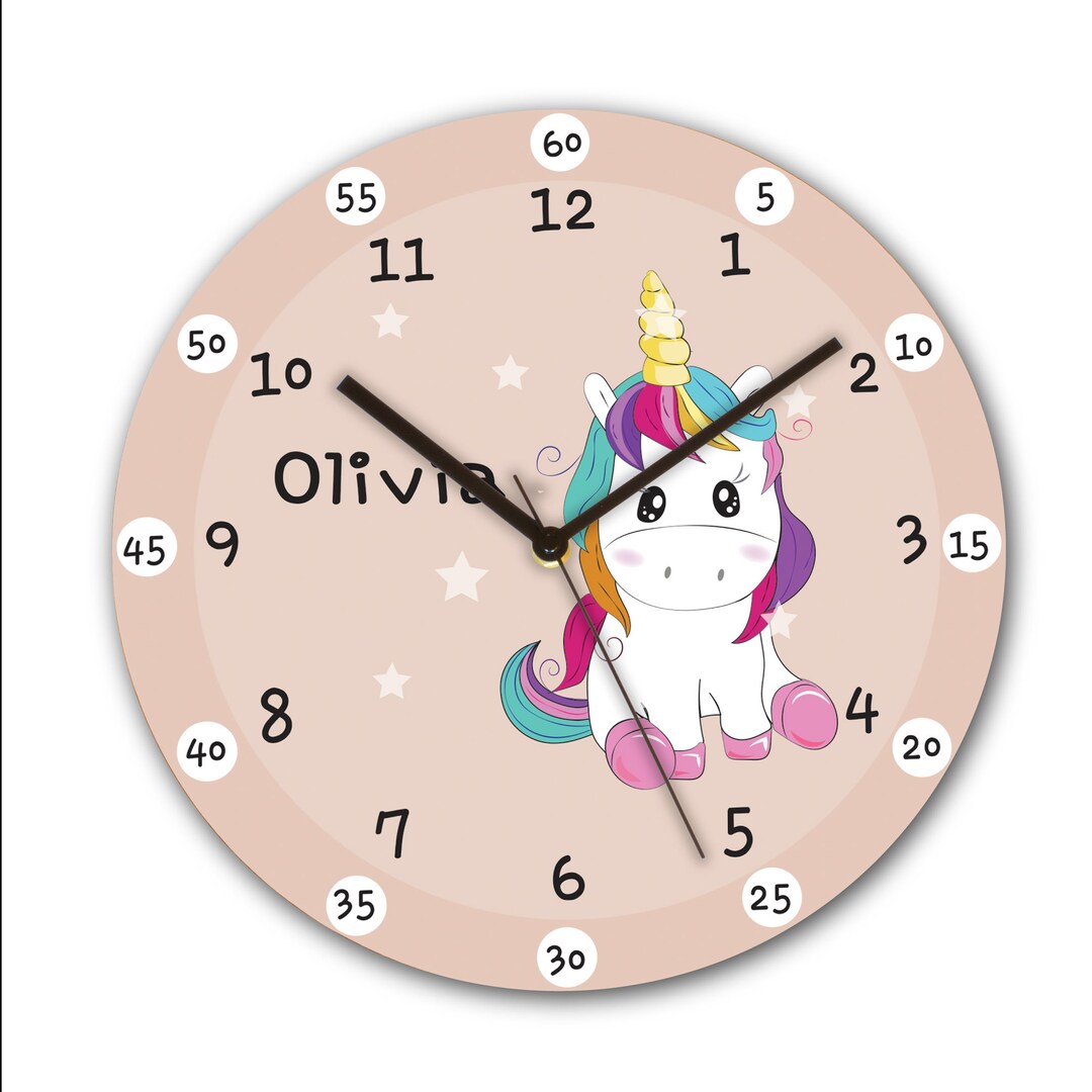 Personalized Kids Wall Clock Girl Wall Clock Educational Etsy