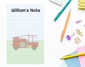 Personalized Kids Notepad | Fire Truck | Customized Kids Notepad | Kids Note Pad | Kids Gift | Kids Idea pad | Personalized Stationery