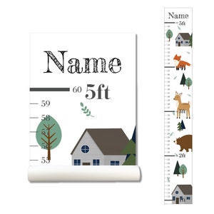 Personalized Growth Chart Wall Decal, Height Chart, Kids Growth Chart, Growth Chart, Wall Sticker, Kids Room, Wall Decal, Forest Animals