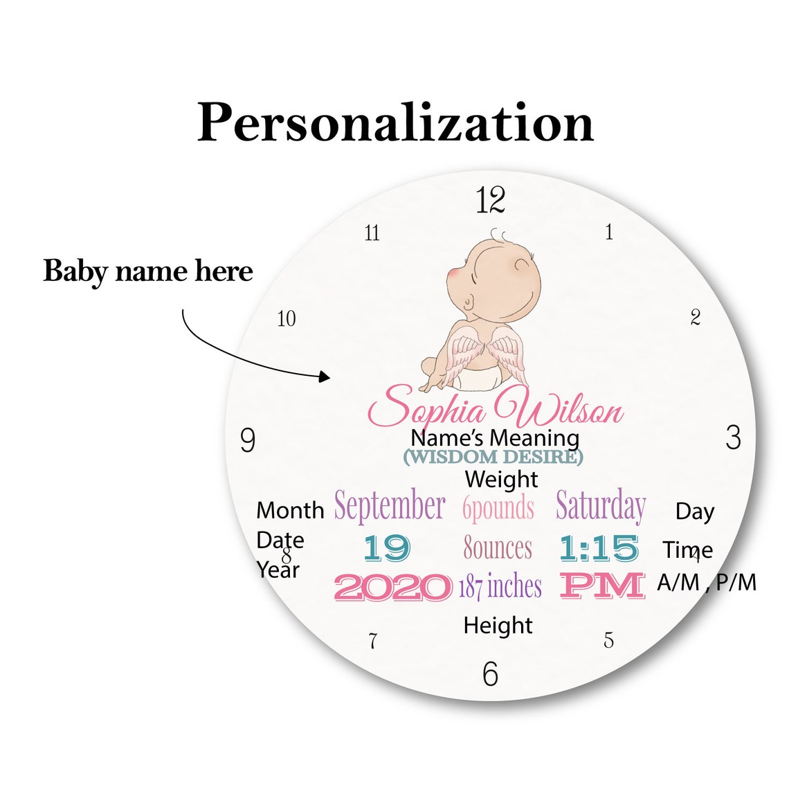 Baby Keepsake Personalized Kids Wall Clock Kids Clock New Etsy