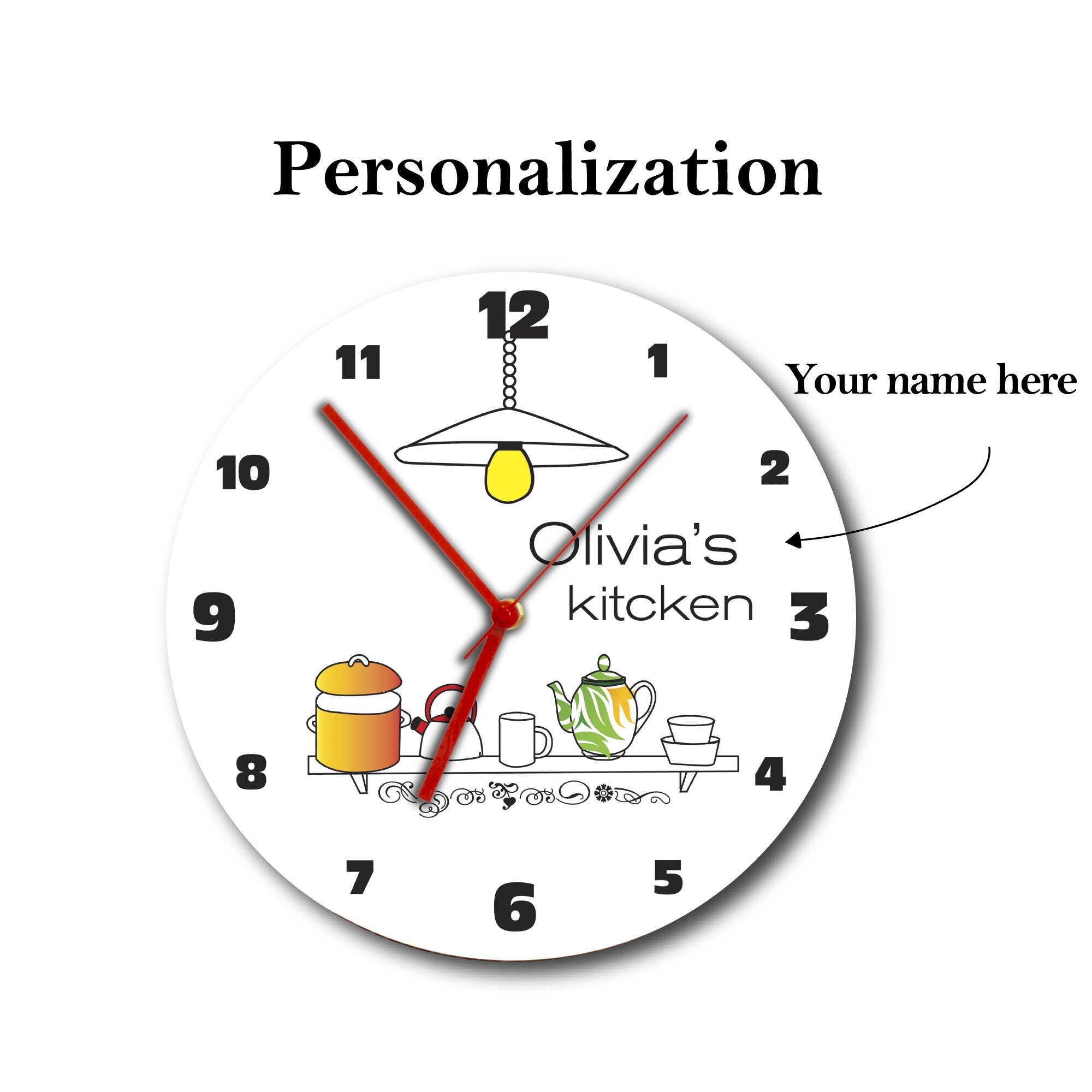 Personalized Kitchen Wall Clock Kitchen Clock Wall Decor Etsy