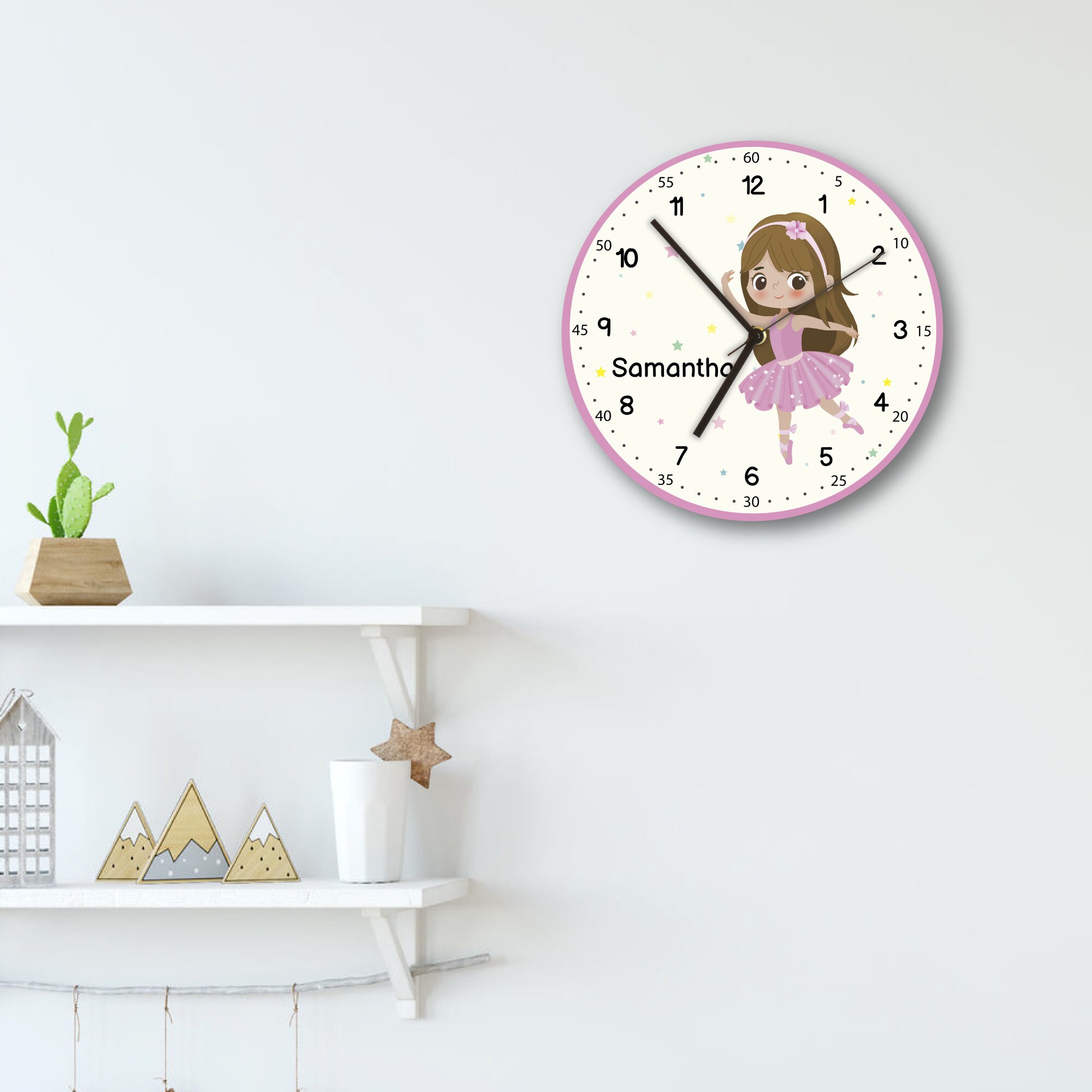 Personalized Kids Wall Clock Girl Wall Clock Educational Etsy