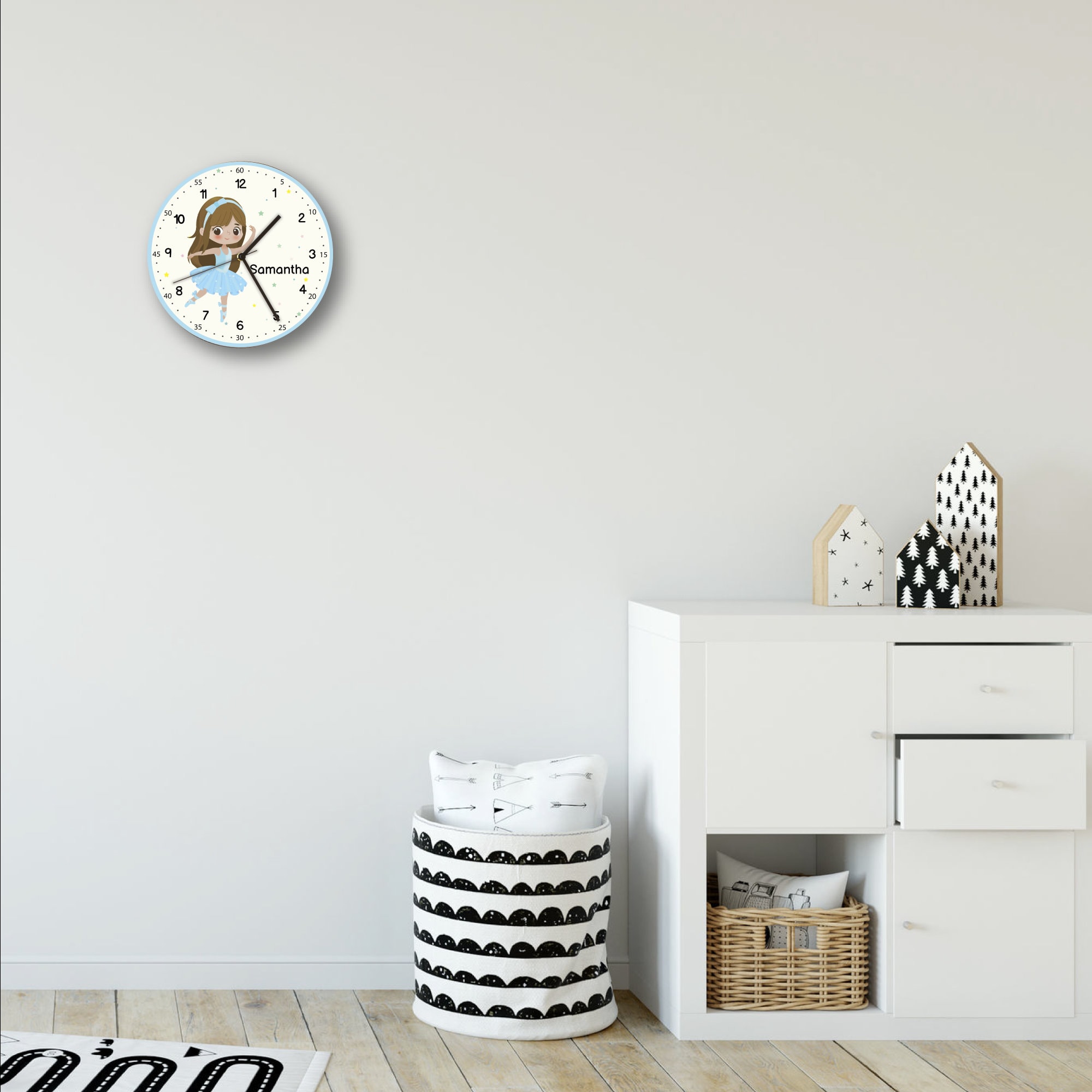 Personalized Kids Wall Clock Girl Wall Clock Educational Etsy