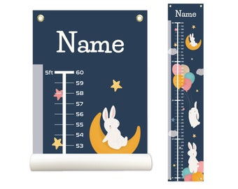 Personalized Growth Chart, Height Chart, Kids Growth Chart, Rabbit Growth Chart, Growth Chart Canvas, Poly Canvas
