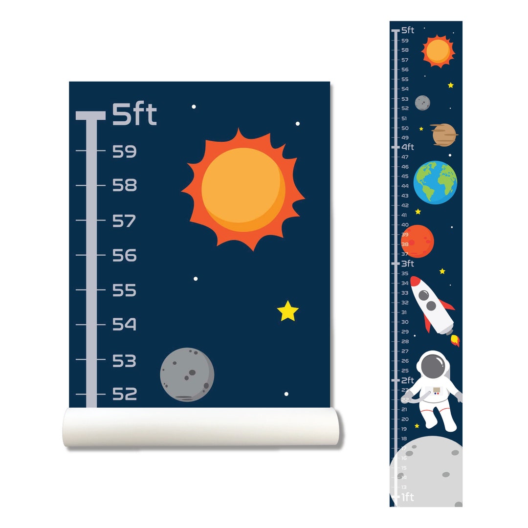 Space, Growth Chart Wall Decal, Height Chart, Kids Growth Chart, Growth ...