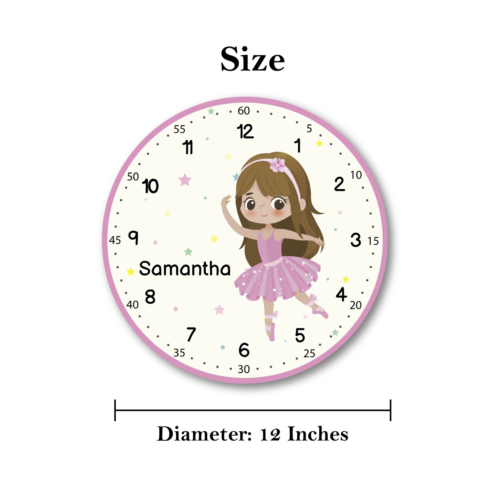 Personalized Kids Wall Clock Girl Wall Clock Educational Etsy