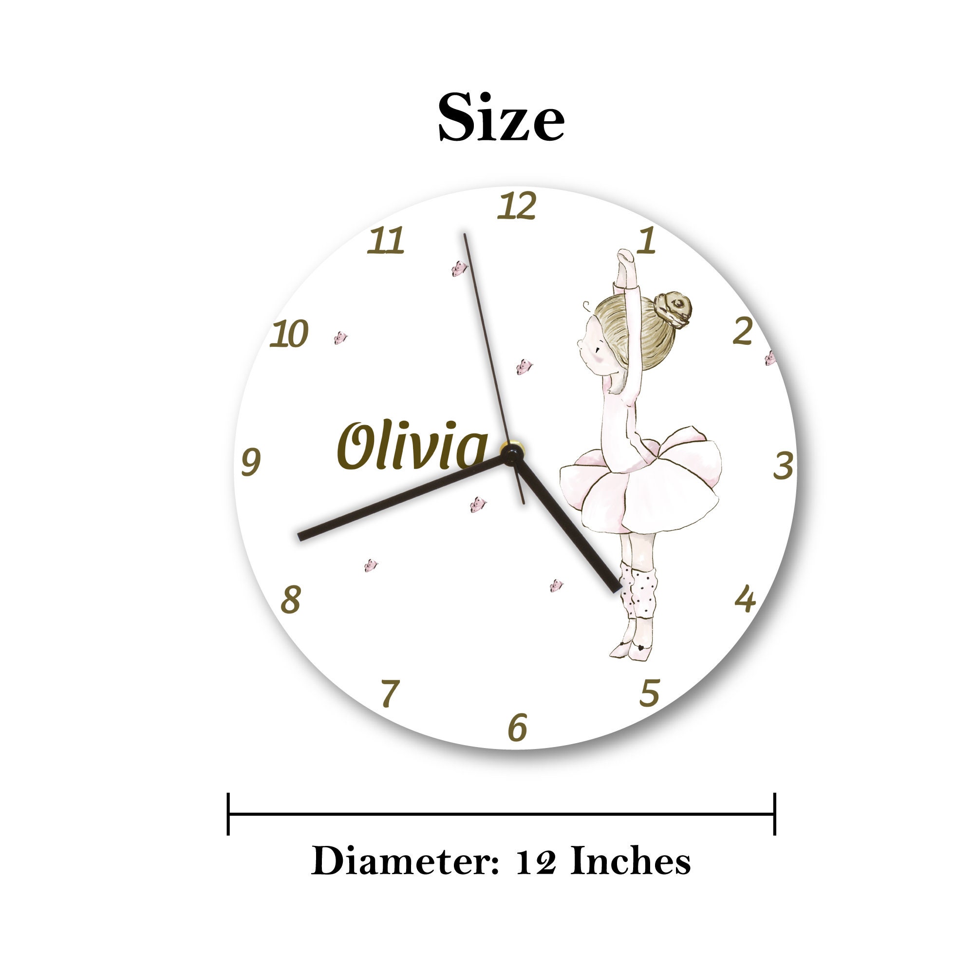 Personalized kids wall clock Girl wall clock Educational Etsy