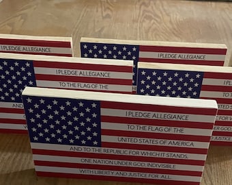 American Flag, Pledge of Allegiance, Wood Flag, Flag Pledge, Patriotic Decor, One Nation under God, Wooden Flag, United States of America