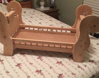 American Girl Doll Bed, Sleigh doll bed, Handmade, Wood, Spindle doll bed