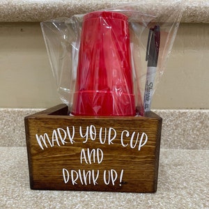 Solo Cup Holder, Unique Gift, Wooden Cup Holder, Mark Your Cup and Drink Up, Housewarming Gift