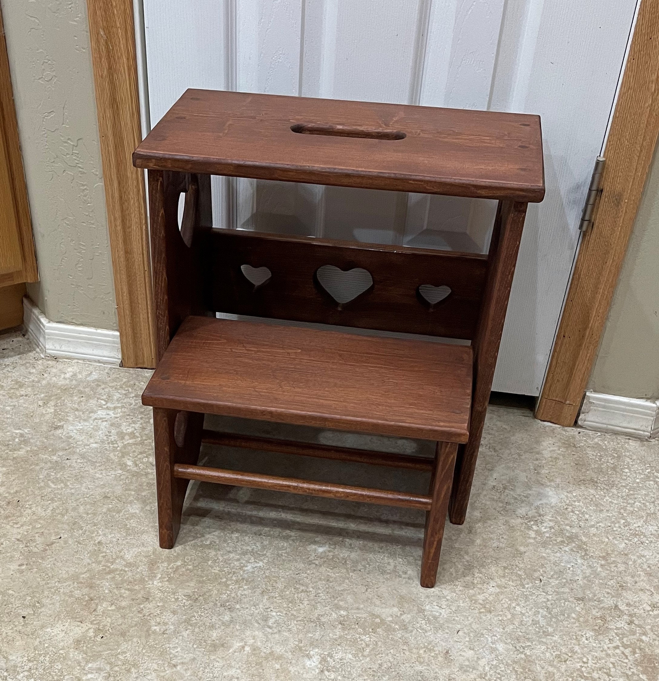 Bathroom Step Stool Two Step-step Stool Wood Step Stool - Etsy