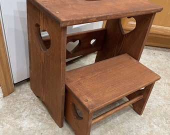 Adult step stool, Two step-step stool, Wood step stool, Step stool, Folding step stool,  Farmhouse step stool, American made, Light weight