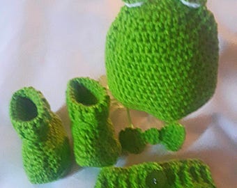 Disfraz de rana de crochet, atuendo para recién nacido, accesorio para fotos