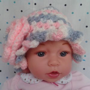Handmade baby clothes, Newborn crochet hat with flower, Crochet newborn girl hats, Baby hats newborn, Newborn dress hat. Newborn beanie girl